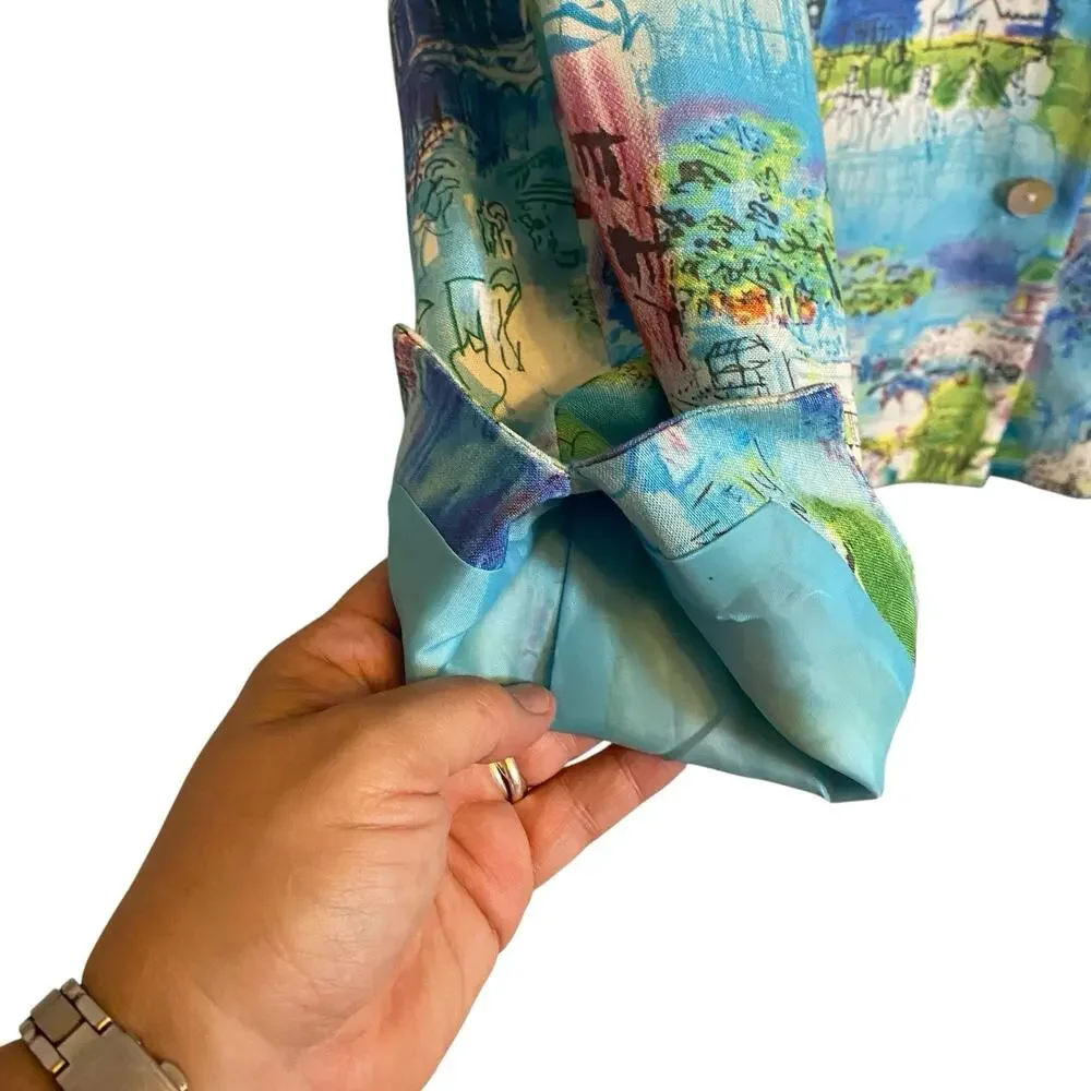 Coldwater Creek, Size Large, Colorful Paris Print Blazer, Linen Blend, Artsy - Picture 9 of 16